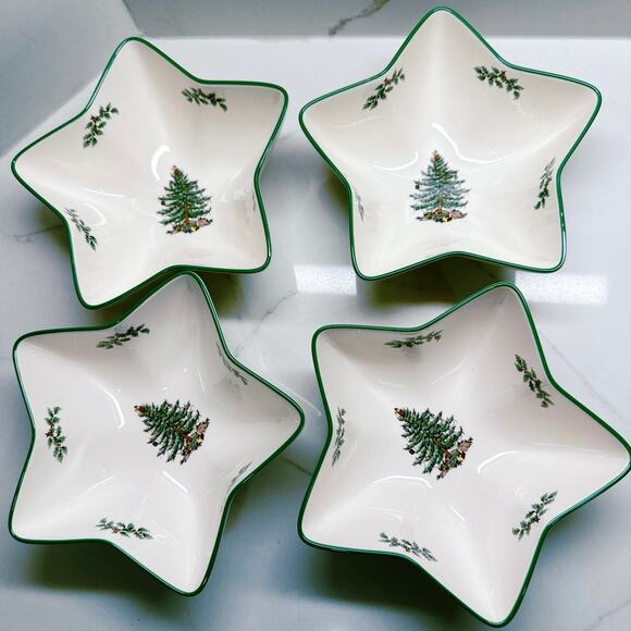 Set 4 Spode Christmas Tree Star Dip Bowl England VTG S3324-A4 2 - Picture 3 of 8